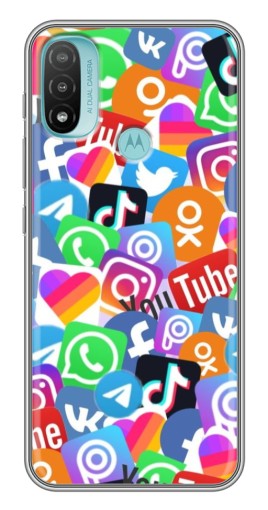 Чехол с принтом "Яркие иконки" для Motorola MOTO E40