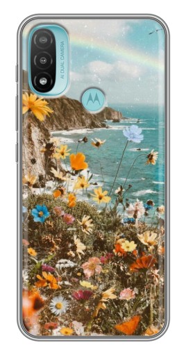 Силиконовый чехол с изображением "Яркие полевые цветы" для Motorola MOTO E40
