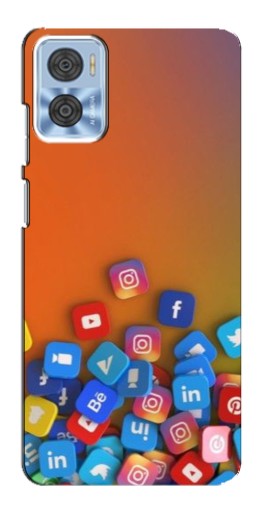 Чехол с картинкой "Иконки соц сетей" для Motorola MOTO E22