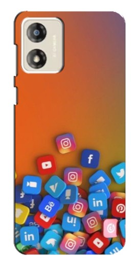 Чехол с принтом "Иконки соц сетей" для Motorola MOTO E13