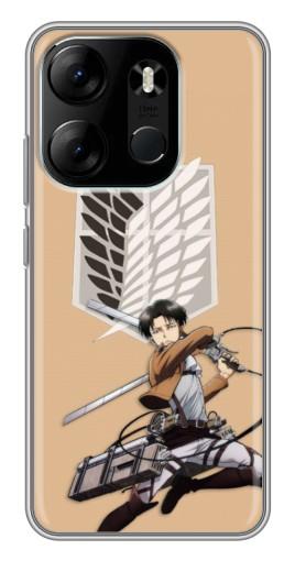 Чехол с принтом "Атака Титанов Леви" для Tecno Spark Go 2023 (BF7)