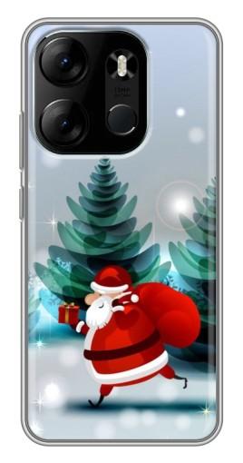 Силиконовый чехол с изображением "Дед Мороз с подарком" для Tecno Spark Go 2023 (BF7)
