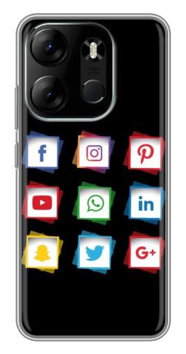 Силиконовый чехол с изображением "Иконки на черном" для Tecno Spark Go 2023 (BF7)