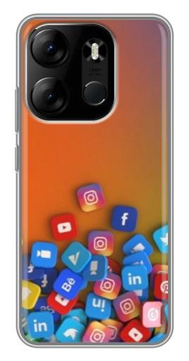 Чехол с принтом "Иконки соц сетей" для Tecno Spark Go 2023 (BF7) Чехол с принтом "Иконки соц сетей" для Tecno Spark Go 2023 (BF7)