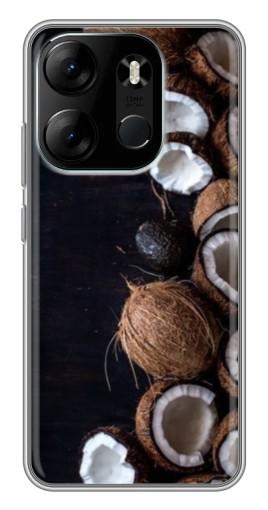 Силиконовый чехол с изображением "Кокосы на черном" для Tecno Spark Go 2023 (BF7)
