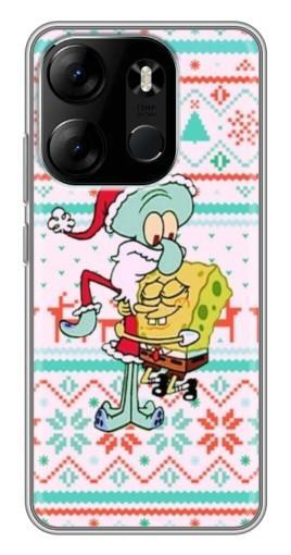 Чехол с картинкой "Новогодний Спанч-Боб" для Tecno Spark Go 2023 (BF7)