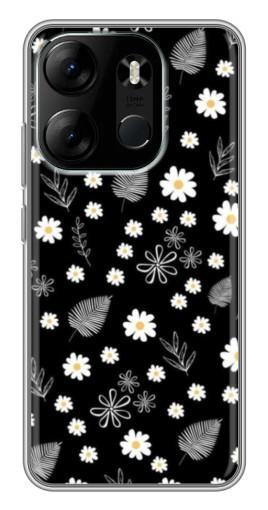 Чехол с печатью "Ромашки на черном" для Tecno Spark Go 2023 (BF7)