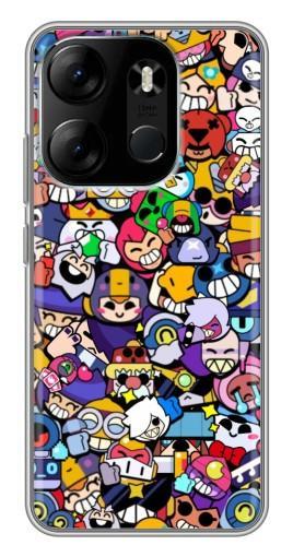 Силиконовый чехол с изображением "Все бойцы" для Tecno Spark Go 2023 (BF7)