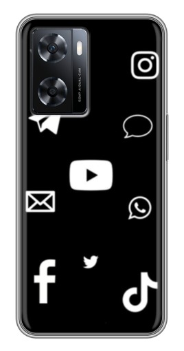Силиконовый чехол с изображением "Белые иконки" для Oppo a57s