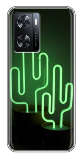 Чехол с принтом "Неоновый кактус" для Oppo a57s
