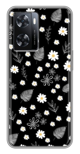 Силиконовый чехол с изображением "Ромашки на черном" для Oppo a57s