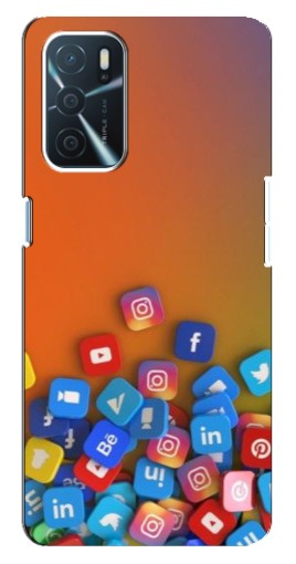 Силиконовый чехол с изображением "Иконки соц сетей" для Oppo a54s