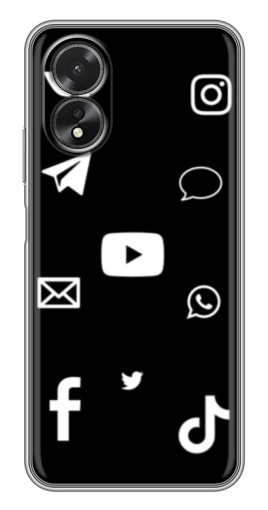 Силиконовый чехол с изображением "Белые иконки" для Oppo A17