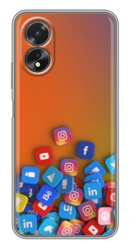 Чехол с печатью "Иконки соц сетей" для Oppo A17