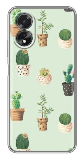 Чехол с картинкой "Кактусы в горшочках " для Oppo A17