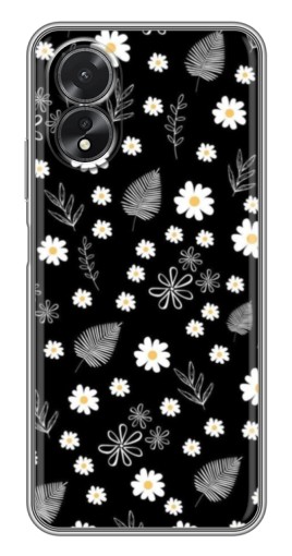 Чехол с картинкой "Ромашки на черном" для Oppo A17