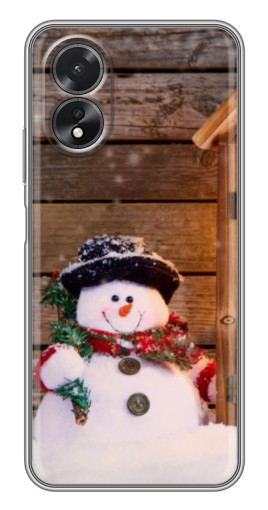 Чехол с картинкой "Рождественский снеговик" для Oppo A17