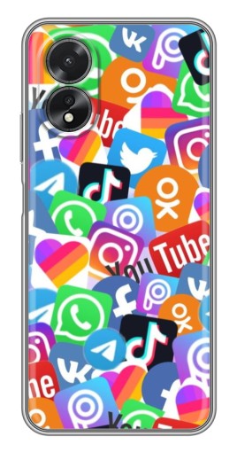 Чехол с печатью "Яркие иконки" для Oppo A17