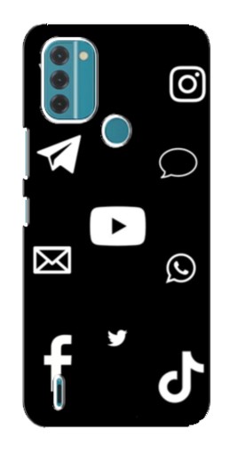 Силиконовый чехол с изображением "Белые иконки" для Nokia C31