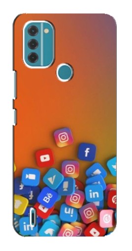 Чехол с печатью "Иконки соц сетей" для Nokia C31