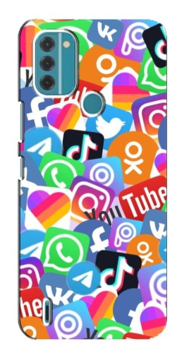 Чехол с принтом "Яркие иконки" для Nokia C31