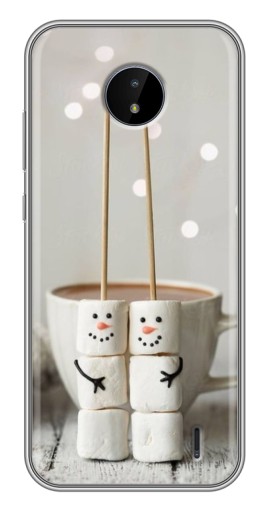 Чехол с печатью "Снеговики из зефира" для Nokia C20