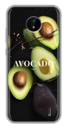 Чехол с картинкой "Авокадо на черном" для Nokia C10