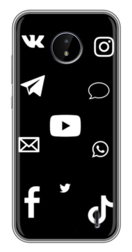 Чехол с печатью "Белые иконки" для Nokia C10