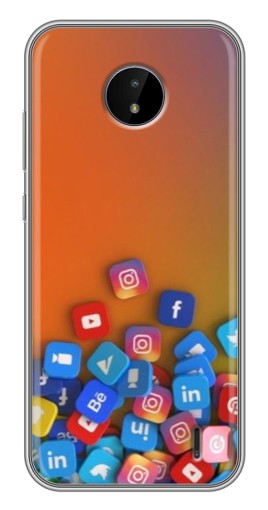 Чехол с печатью "Иконки соц сетей" для Nokia C10