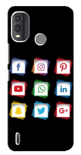 Чехол с картинкой "Иконки на черном" для Nokia G11 Plus
