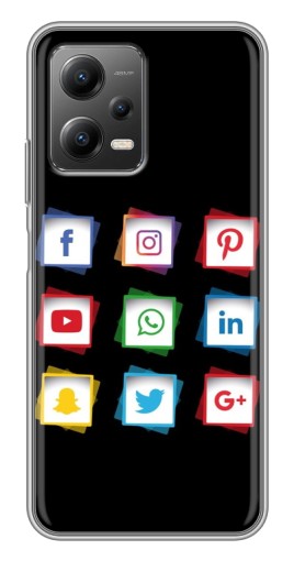 Чехол с печатью "Иконки на черном" для Xiaomi POCO X5 (5G)