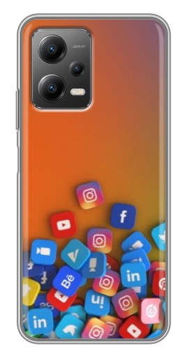 Чехол с картинкой "Иконки соц сетей" для Xiaomi POCO X5 (5G)