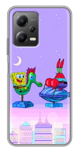 Силиконовый чехол с изображением "Крабс и Спанч Боб" для Xiaomi POCO X5 (5G)