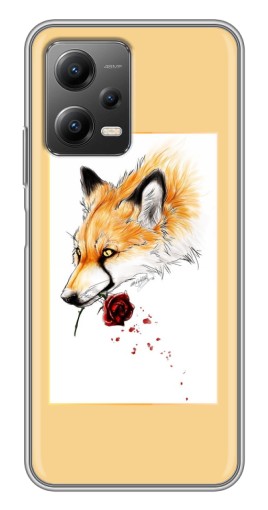 Чехол с принтом "Лиса с розой" для Xiaomi POCO X5 (5G)