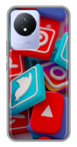 Силиконовый чехол с изображением "3Д эффект" для Vivo Y02