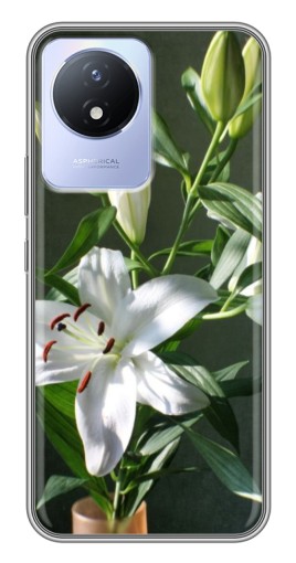 Чехол с принтом "Белые лилии" для Vivo Y02