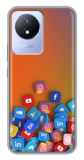 Чехол с печатью "Иконки соц сетей" для Vivo Y02