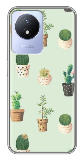 Чехол с принтом "Кактусы в горшочках " для Vivo Y02