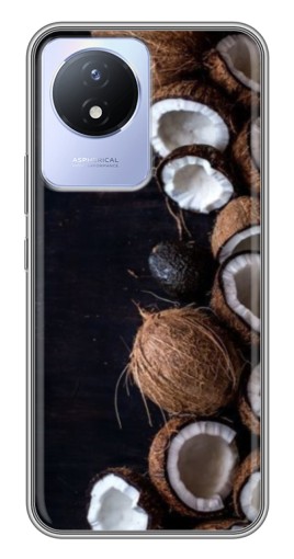 Чехол с принтом "Кокосы на черном" для Vivo Y02