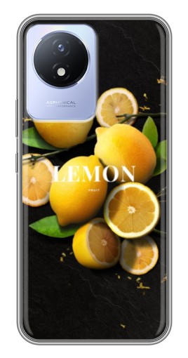 Силиконовый чехол с изображением "Лимон на черном" для Vivo Y02