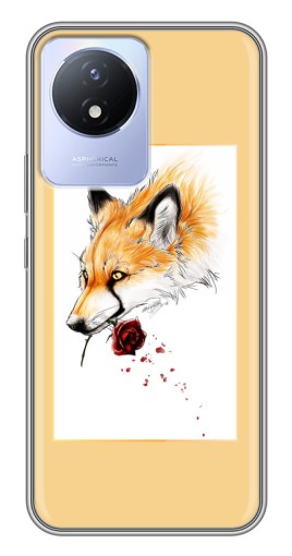 Чехол с картинкой "Лиса с розой" для Vivo Y02