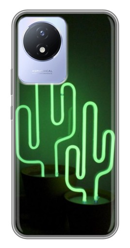 Чехол с принтом "Неоновый кактус" для Vivo Y02