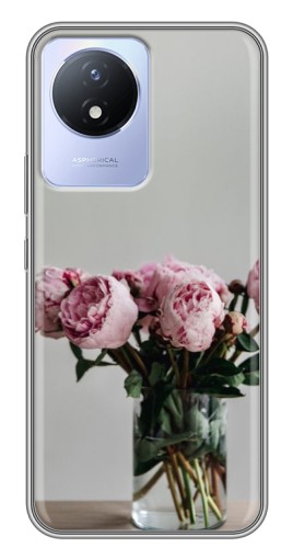 Чехол с принтом "Пионы в вазе" для Vivo Y02