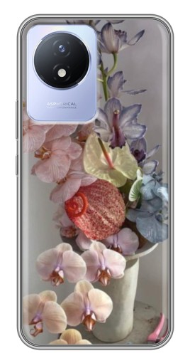 Чехол с принтом "Разноцветные орхидеи" для Vivo Y02