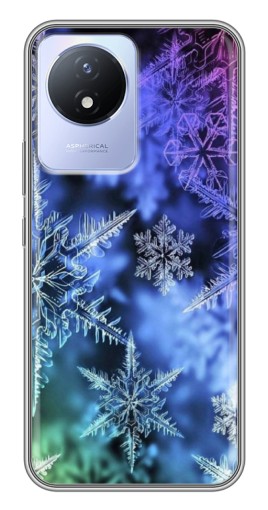 Чехол с картинкой "Разноцветные снежинки" для Vivo Y02