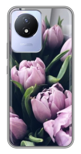 Чехол с картинкой "Сиреневые тюльпаны" для Vivo Y02