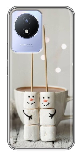 Чехол с печатью "Снеговики из зефира" для Vivo Y02