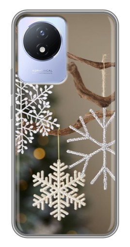 Силиконовый чехол с изображением "Снежинки на ветке" для Vivo Y02