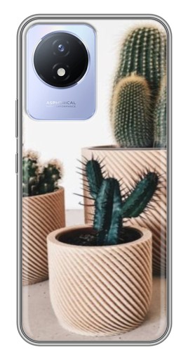 Чехол с картинкой "стильные кактусы" для Vivo Y02