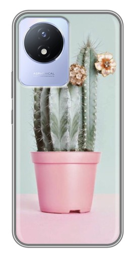 Чехол с печатью "Цветущий кактус" для Vivo Y02